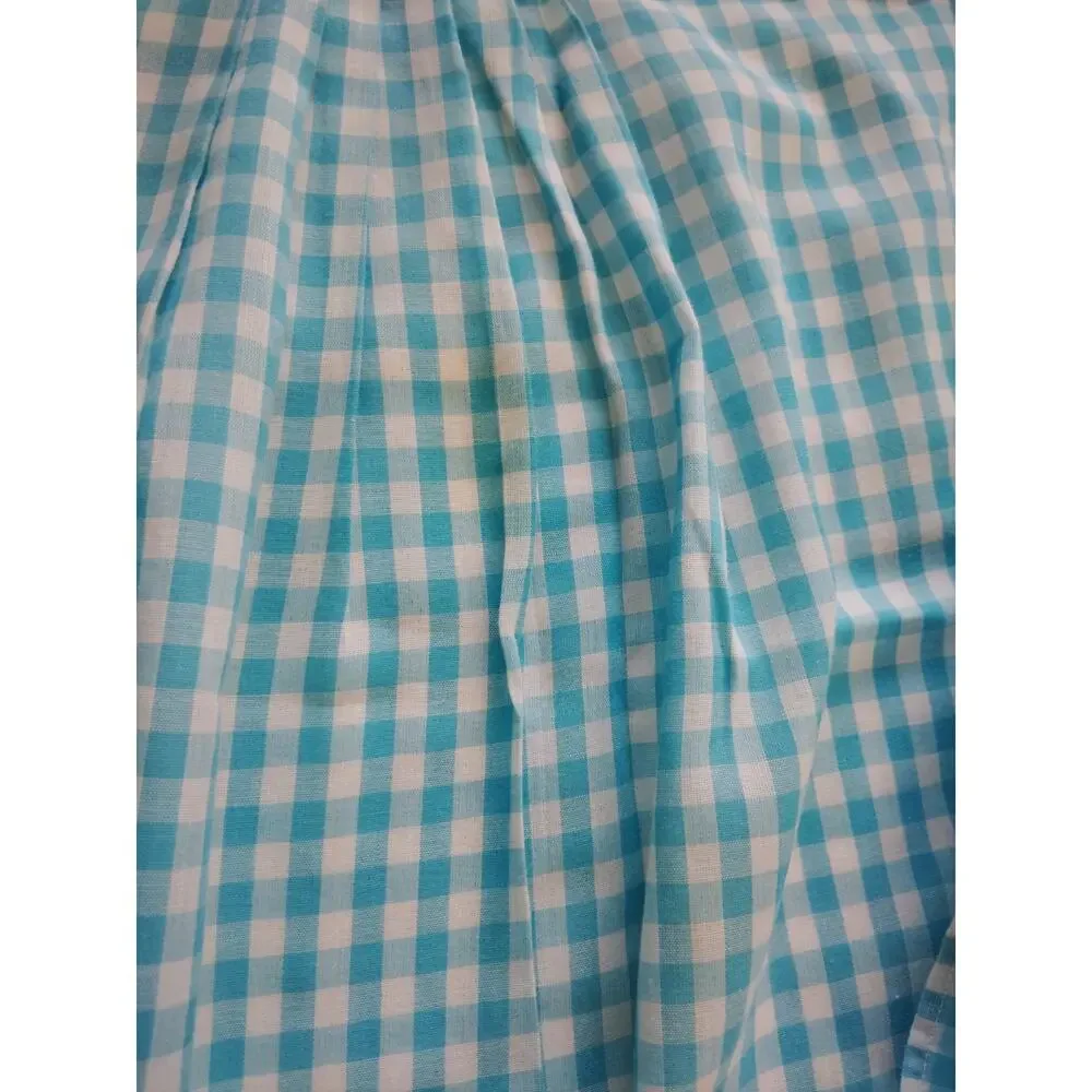 Vintage Style Gingham Blue & White Half Apron with Embroidery Accent Cottagecore